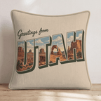 Greetings From Utah Throw Pillow - Hillcroft Home