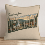 Greetings From Vermont Throw Pillow - Hillcroft Home