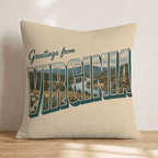 Greetings From Virginia Throw Pillow - Hillcroft Home