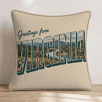 Greetings From Virginia Throw Pillow - Hillcroft Home