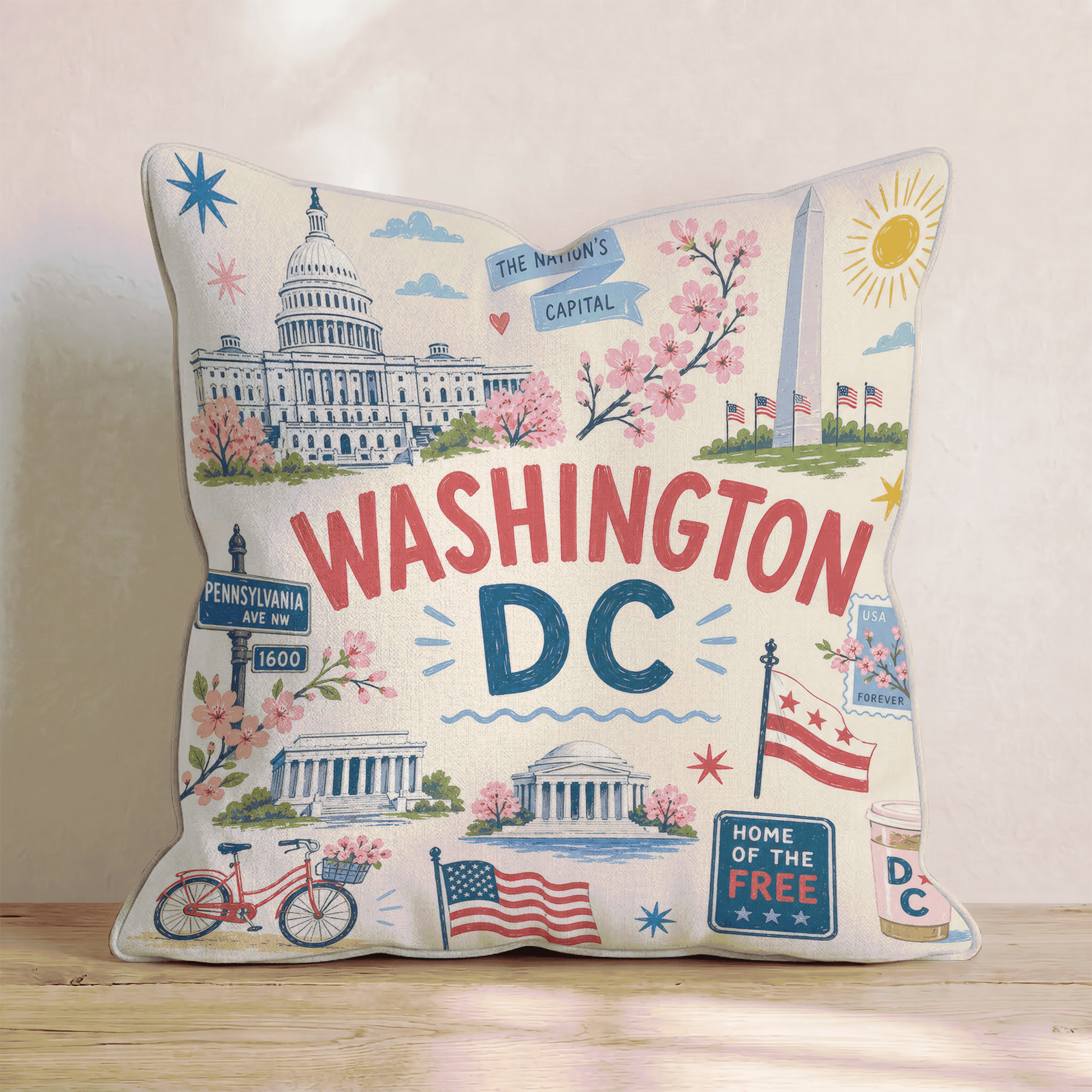Greetings From Washington DC Throw Pillow - Hillcroft Home