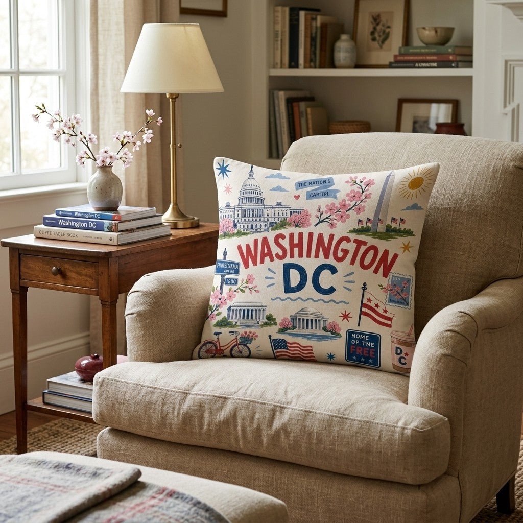 Greetings From Washington DC Throw Pillow - Hillcroft Home