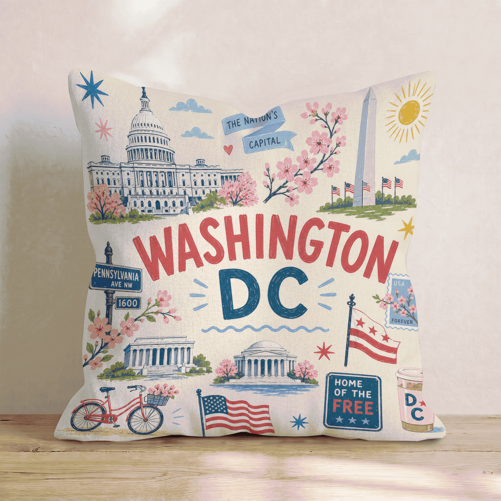 Greetings From Washington DC Throw Pillow - Hillcroft Home