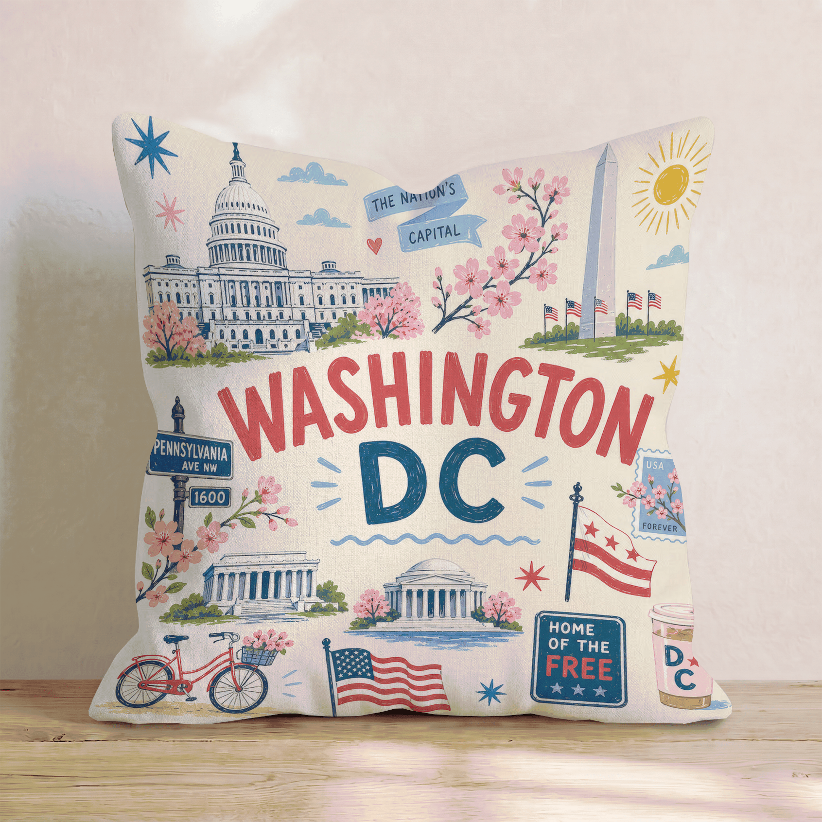 Greetings From Washington DC Throw Pillow - Hillcroft Home