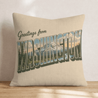 Greetings From Washington Throw Pillow - Hillcroft Home