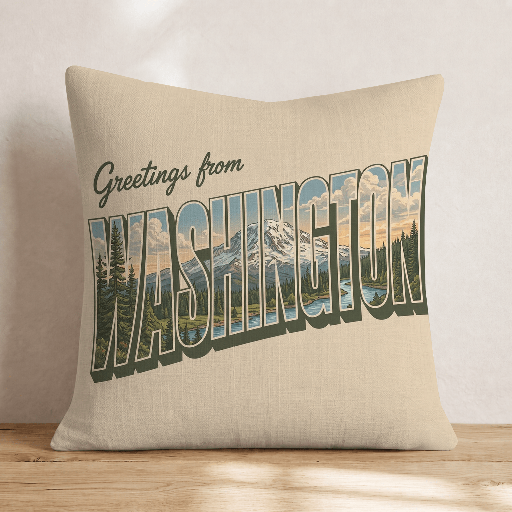 Greetings From Washington Throw Pillow - Hillcroft Home
