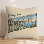 Greetings From Wisconsin Throw Pillow - Hillcroft Home