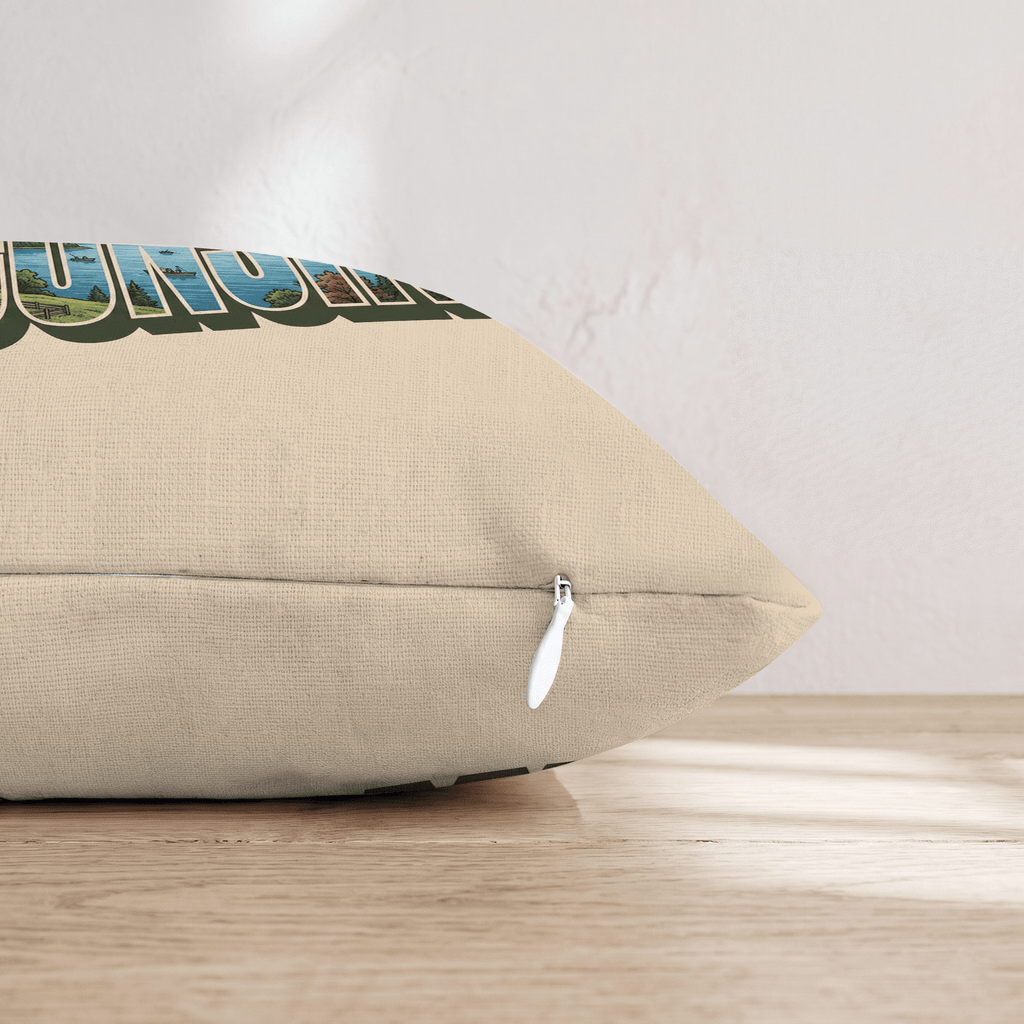 Greetings From Wisconsin Throw Pillow - Hillcroft Home