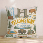 Greetings From Yellowstone Throw Pillow - Hillcroft Home