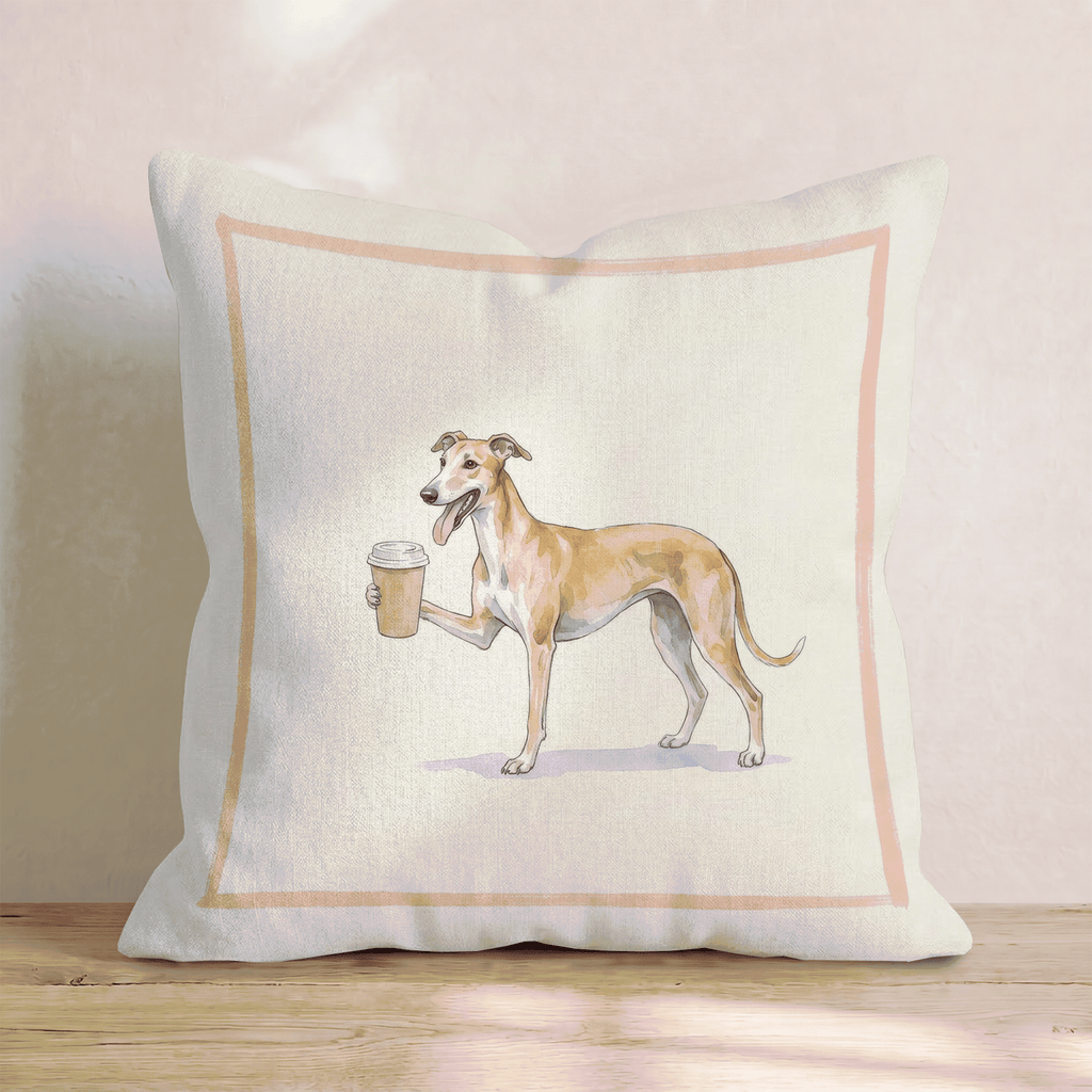 Greyhound Coffee Throw Pillow - Hillcroft Home