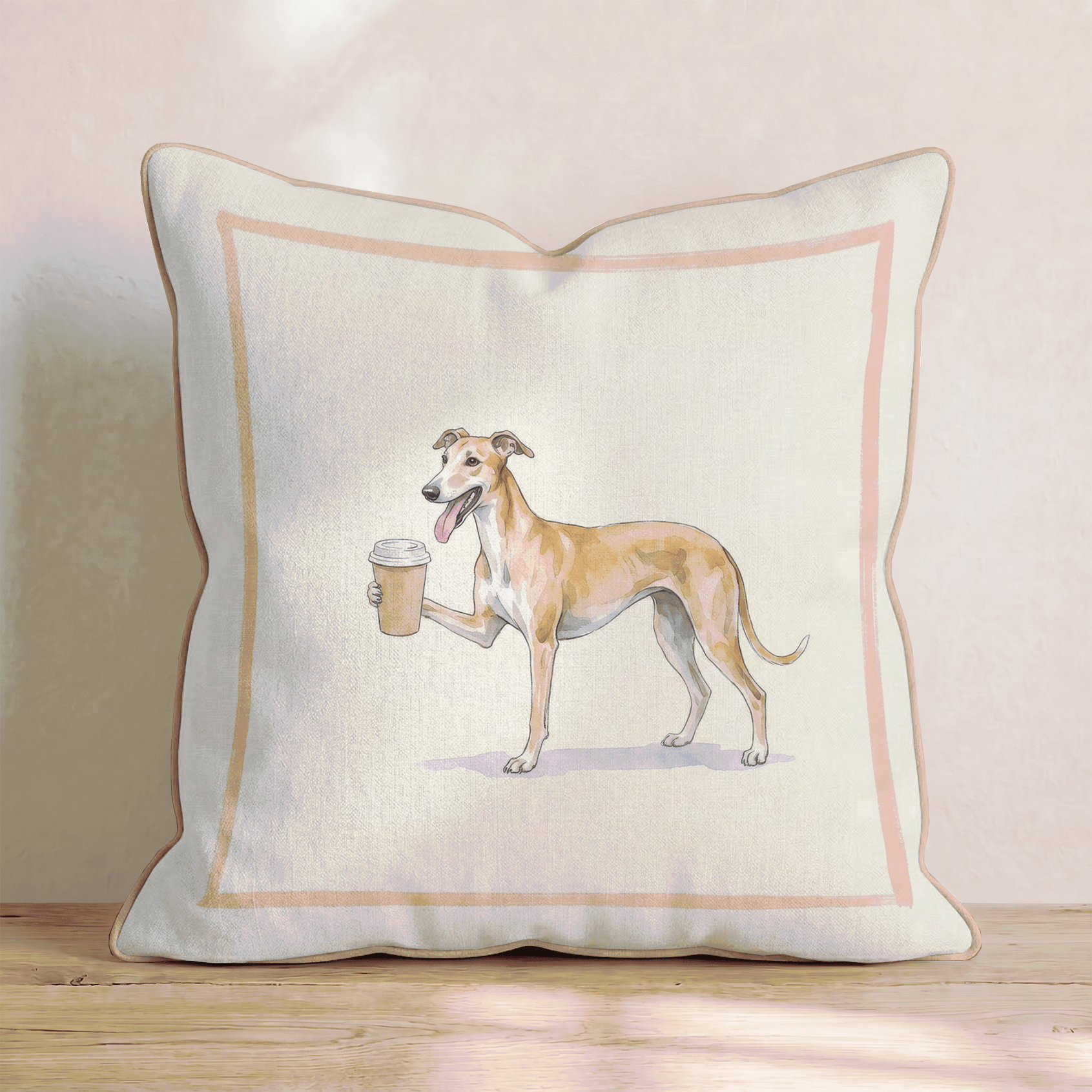 Greyhound Coffee Throw Pillow - Hillcroft Home