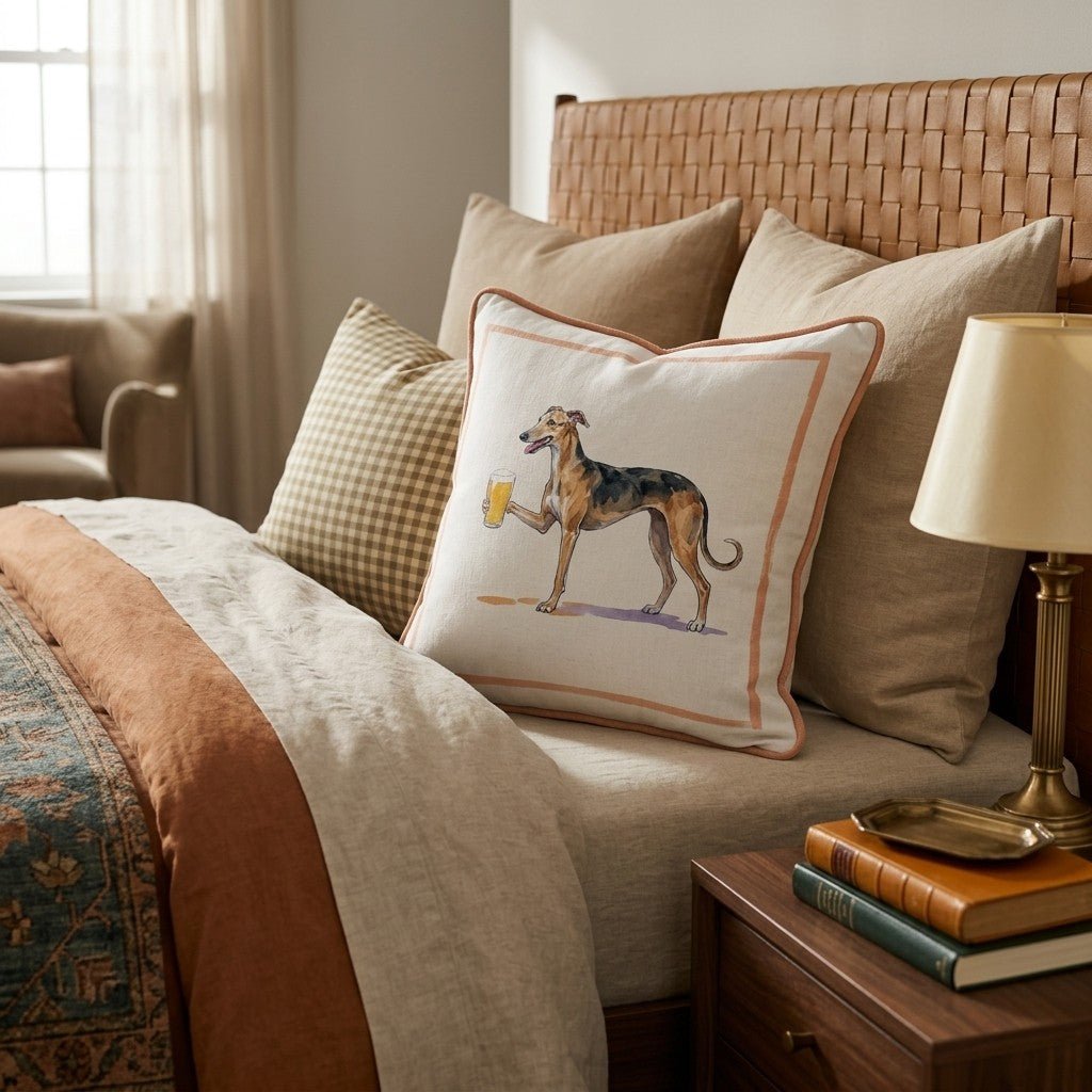 Greyhound Lager Throw Pillow - Hillcroft Home