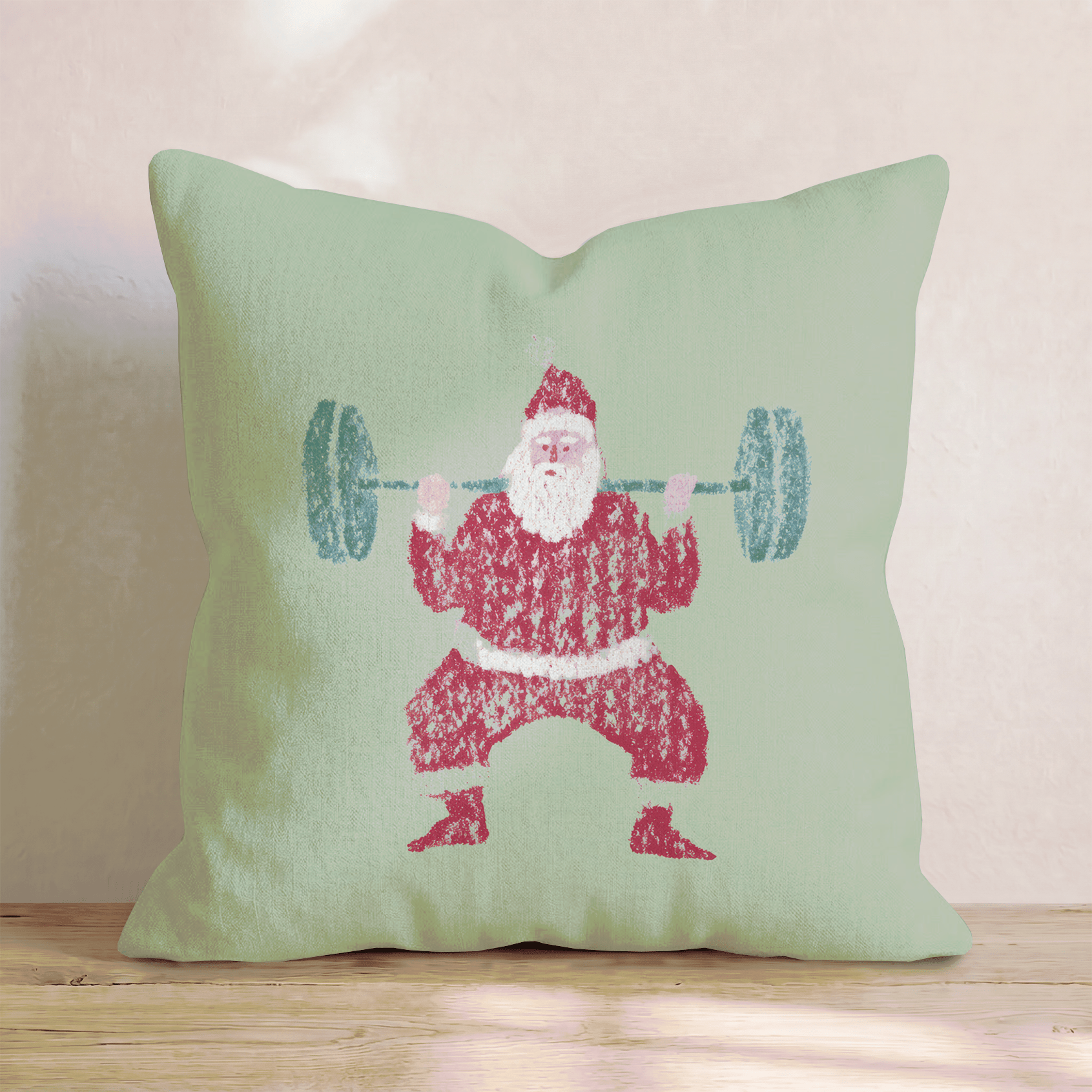Gym Santa Throw Pillow - Hillcroft Home