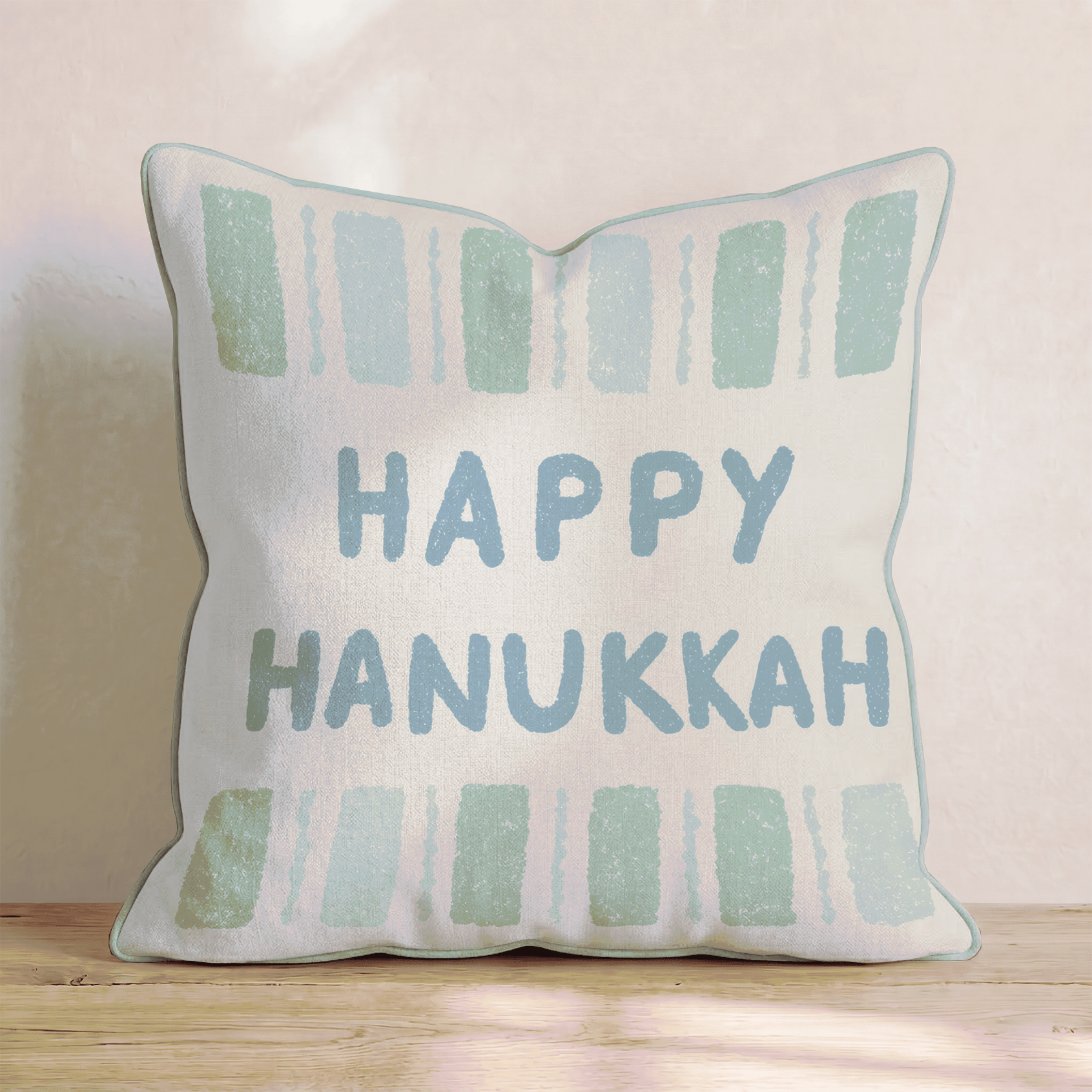 Hanukkah Green Stripe Throw Pillow - Hillcroft Home