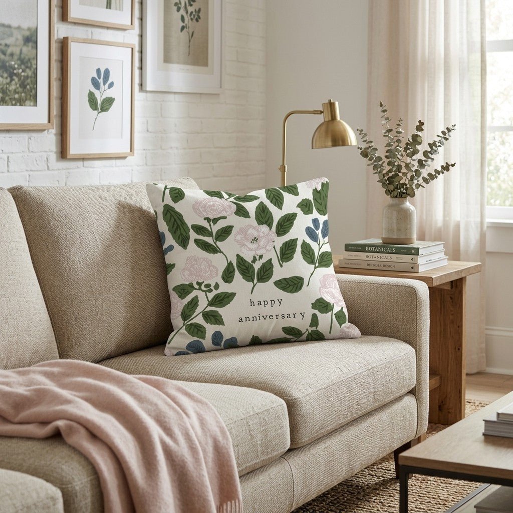 Happy Anniversary Garland Throw Pillow - Hillcroft Home