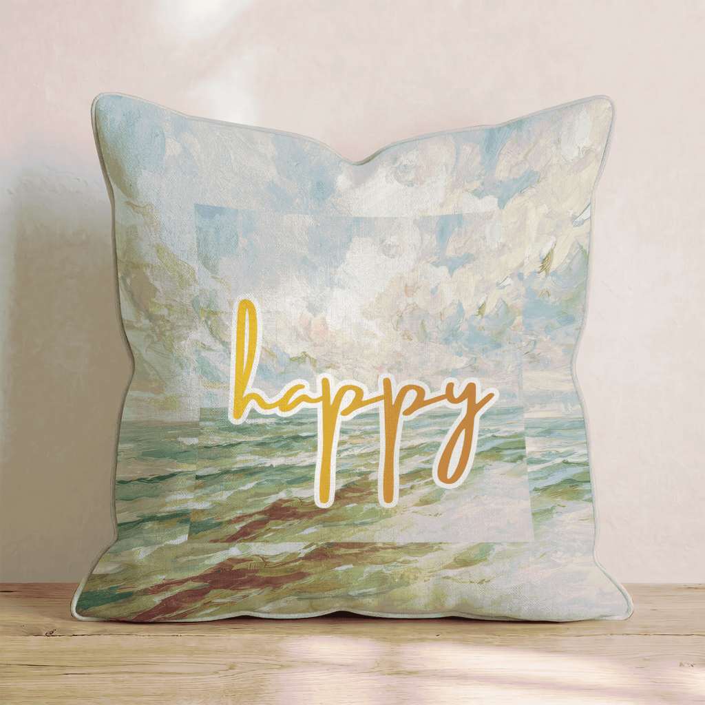 happy Throw Pillow - Hillcroft Home
