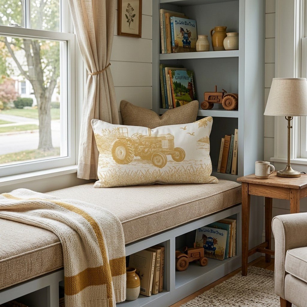 Harvest Fields Toile Throw Pillow - Hillcroft Home