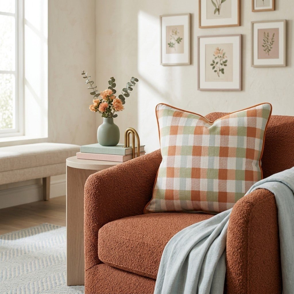 Harvest Gingham Throw Pillow - Hillcroft Home