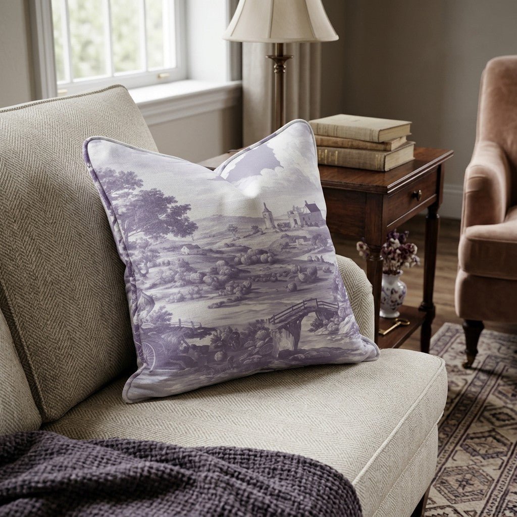 Harvest Homestead Toile Throw Pillow - Hillcroft Home