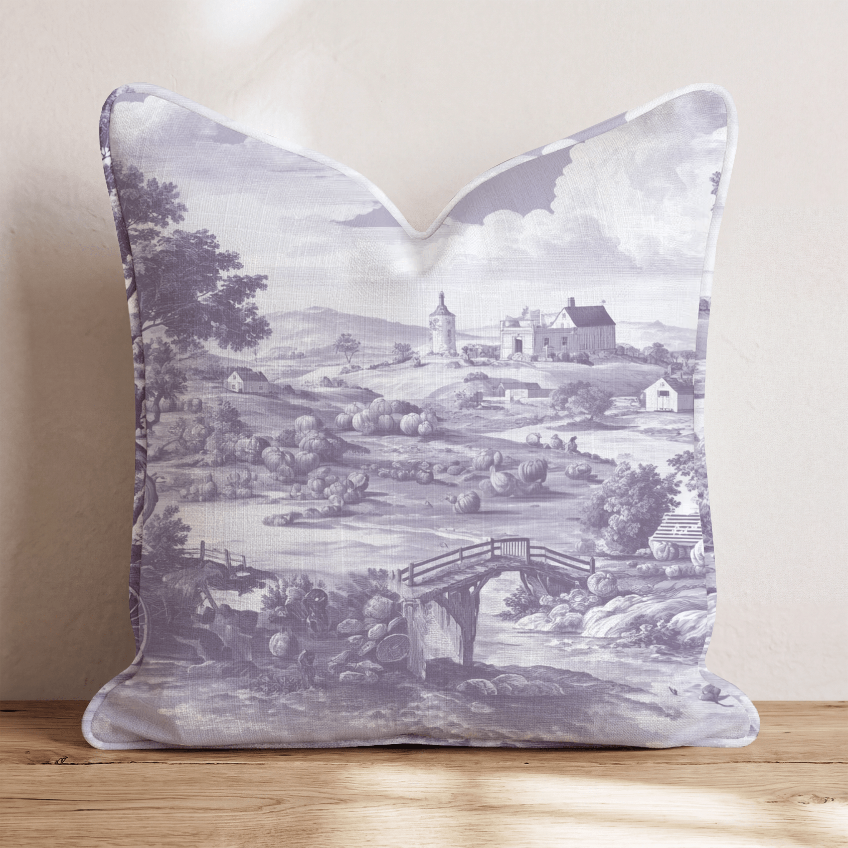 Harvest Homestead Toile Throw Pillow - Hillcroft Home