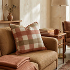 Harvest Olive & Rust Check Throw Pillow - Hillcroft Home