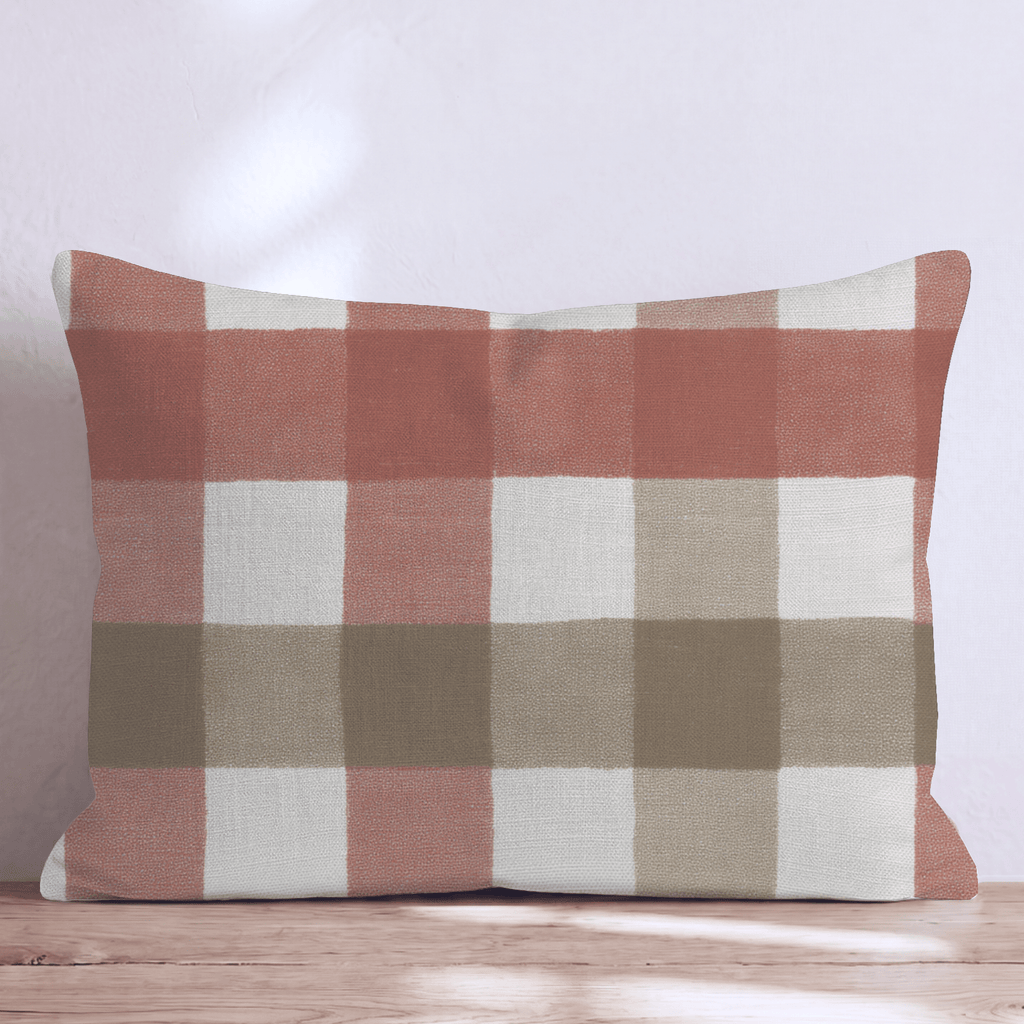Harvest Olive & Rust Check Throw Pillow - Hillcroft Home