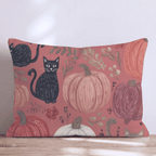 Harvest Pumpkin Cats Throw Pillow - Hillcroft Home