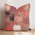 Harvest Pumpkin Cats Throw Pillow - Hillcroft Home