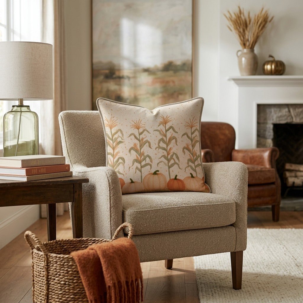 Harvest Pumpkin Row Throw Pillow - Hillcroft Home