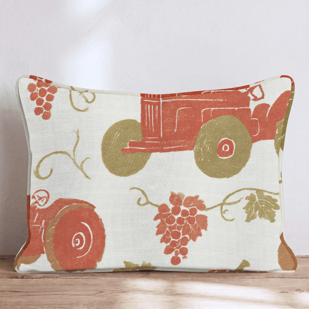 Harvest Tractor & Pumpkin Vine Throw Pillow - Hillcroft Home