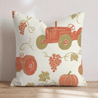 Harvest Tractor & Pumpkin Vine Throw Pillow - Hillcroft Home