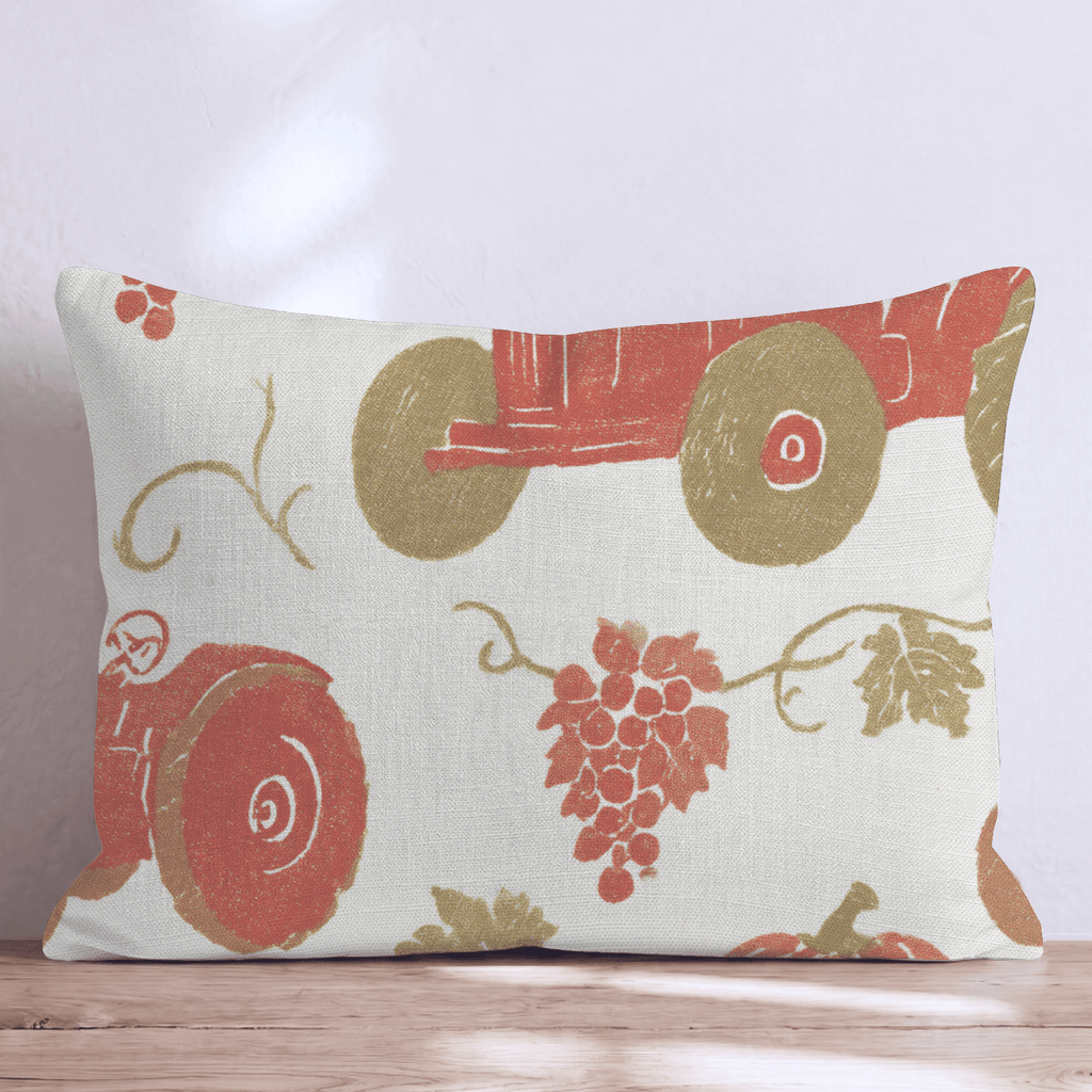 Harvest Tractor & Pumpkin Vine Throw Pillow - Hillcroft Home