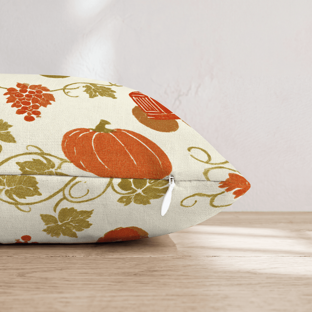 Harvest Tractor & Pumpkin Vine Throw Pillow - Hillcroft Home