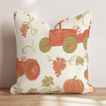 Harvest Tractor & Pumpkin Vine Throw Pillow - Hillcroft Home
