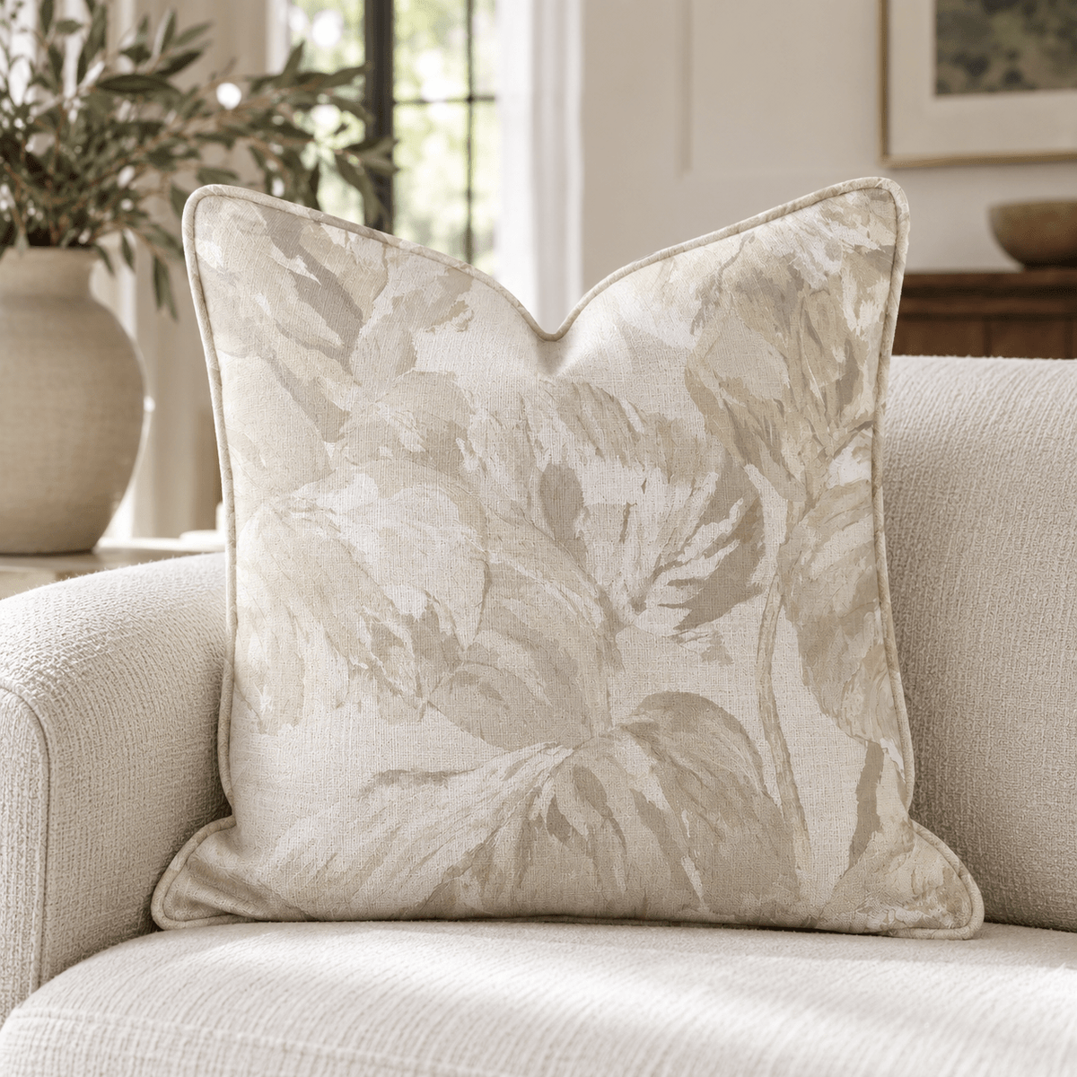 Hattie Palm Wheat Throw Pillow throw pillow - Hillcroft Home