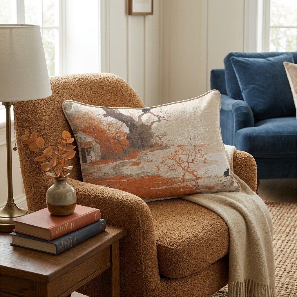 Haunted Black Cat Toile Throw Pillow - Hillcroft Home
