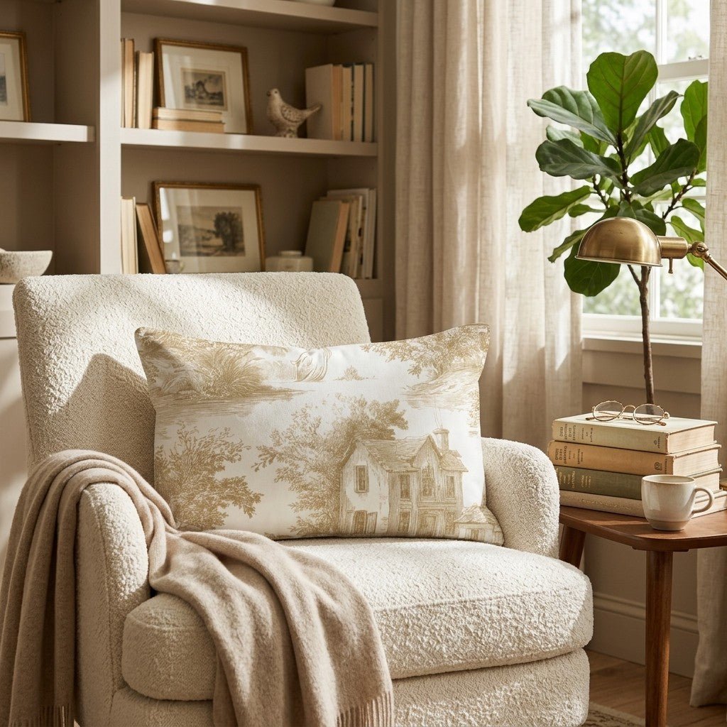 Haunted Countryside Toile Throw Pillow - Hillcroft Home