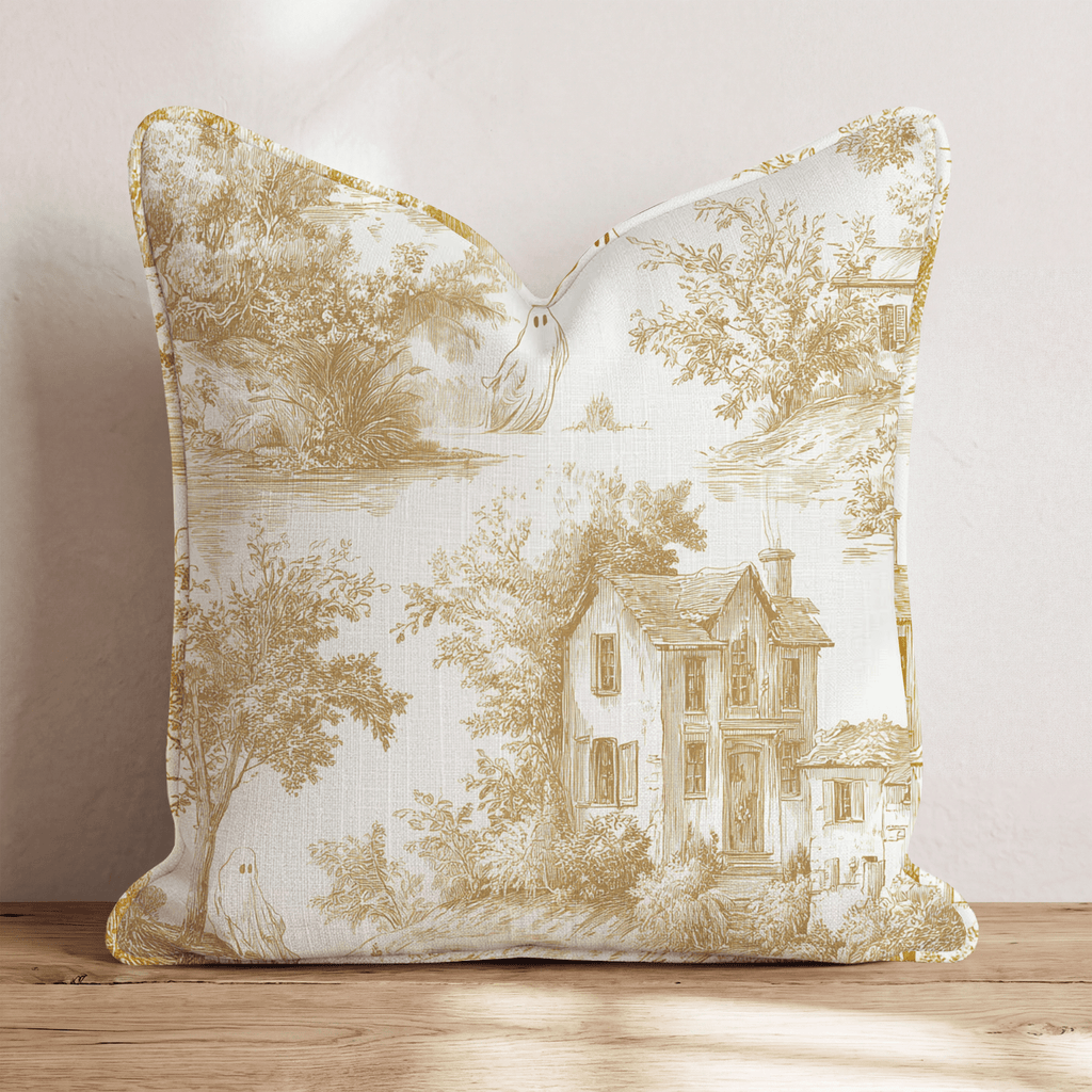 Haunted Countryside Toile Throw Pillow - Hillcroft Home