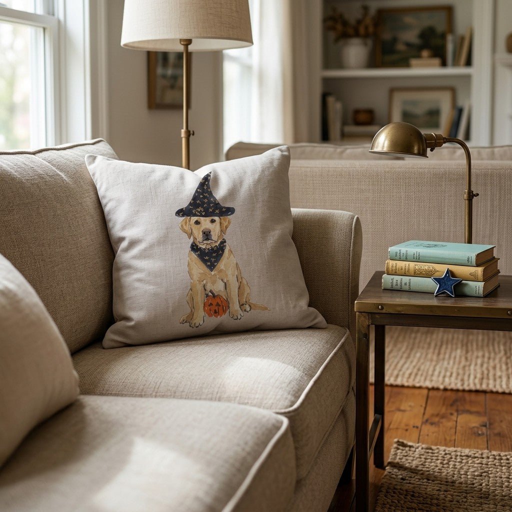 Haunted Yellow Labrador Retriever Throw Pillow - Hillcroft Home