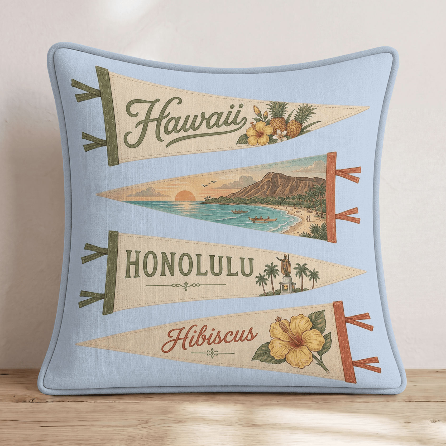 Hawaii Pennant Throw Pillow - Hillcroft Home