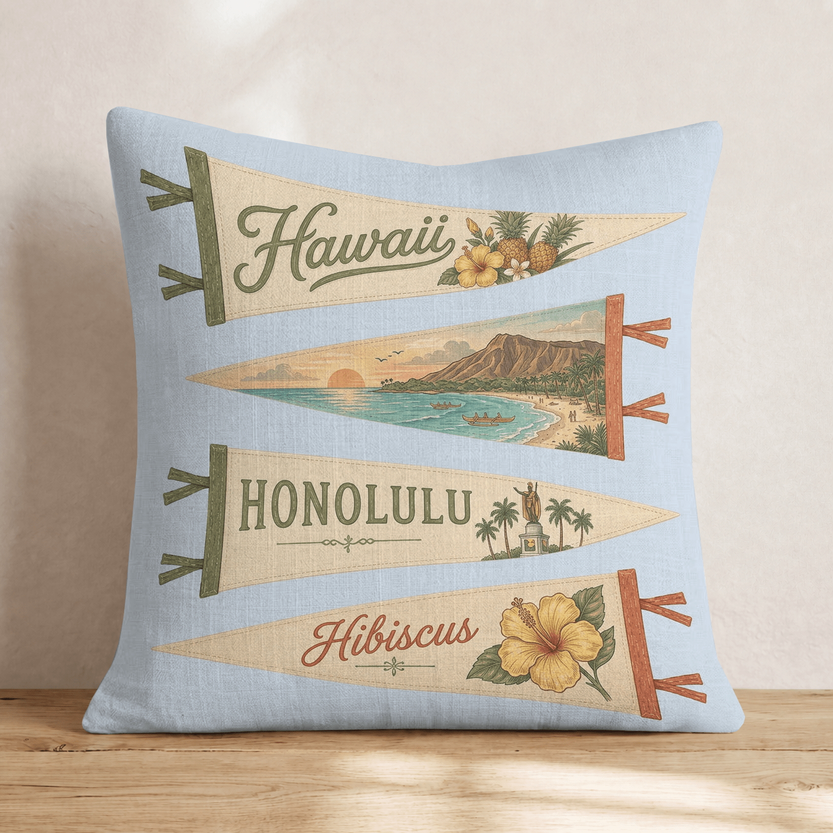 Hawaii Pennant Throw Pillow - Hillcroft Home