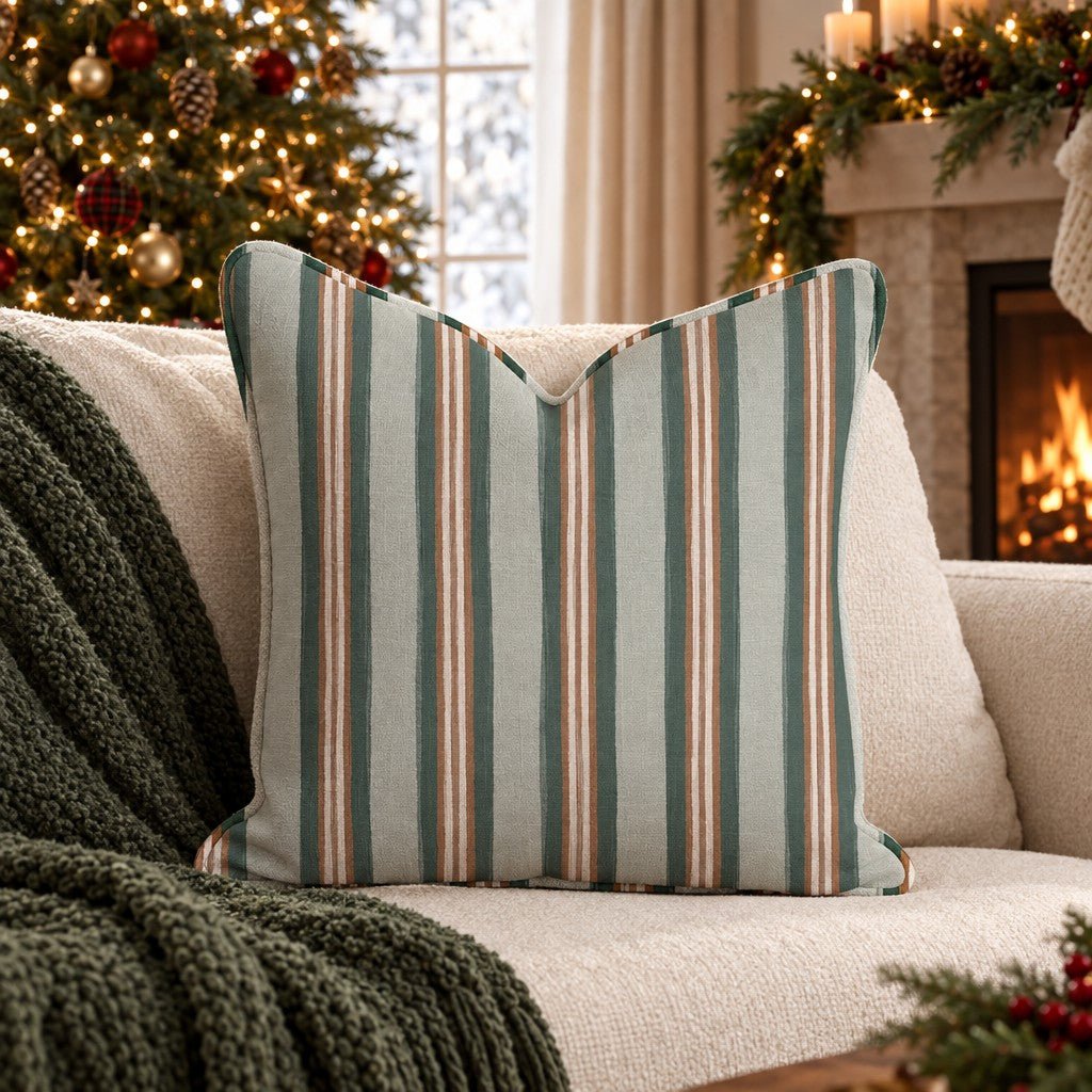 Hearthside Stripe Copper Throw Pillow throw pillow - Hillcroft Home