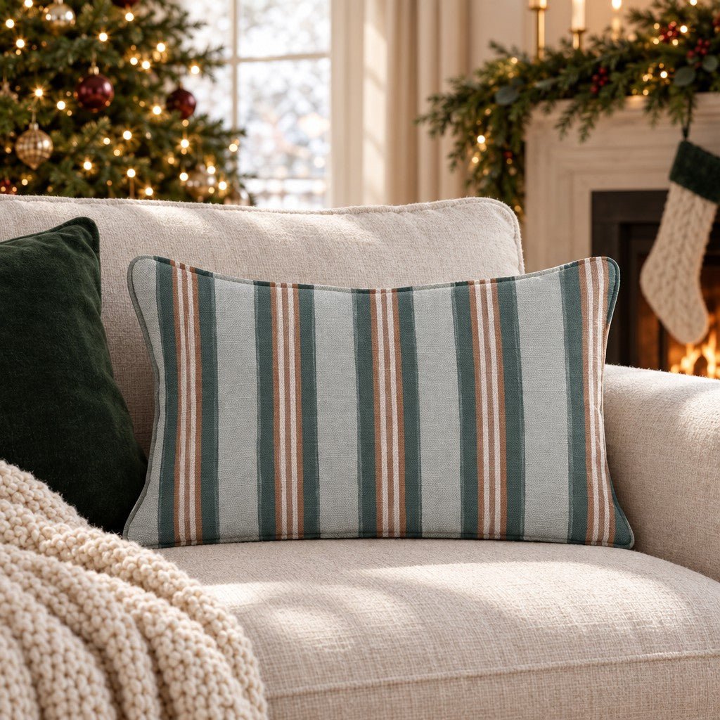 Hearthside Stripe Copper Throw Pillow throw pillow - Hillcroft Home
