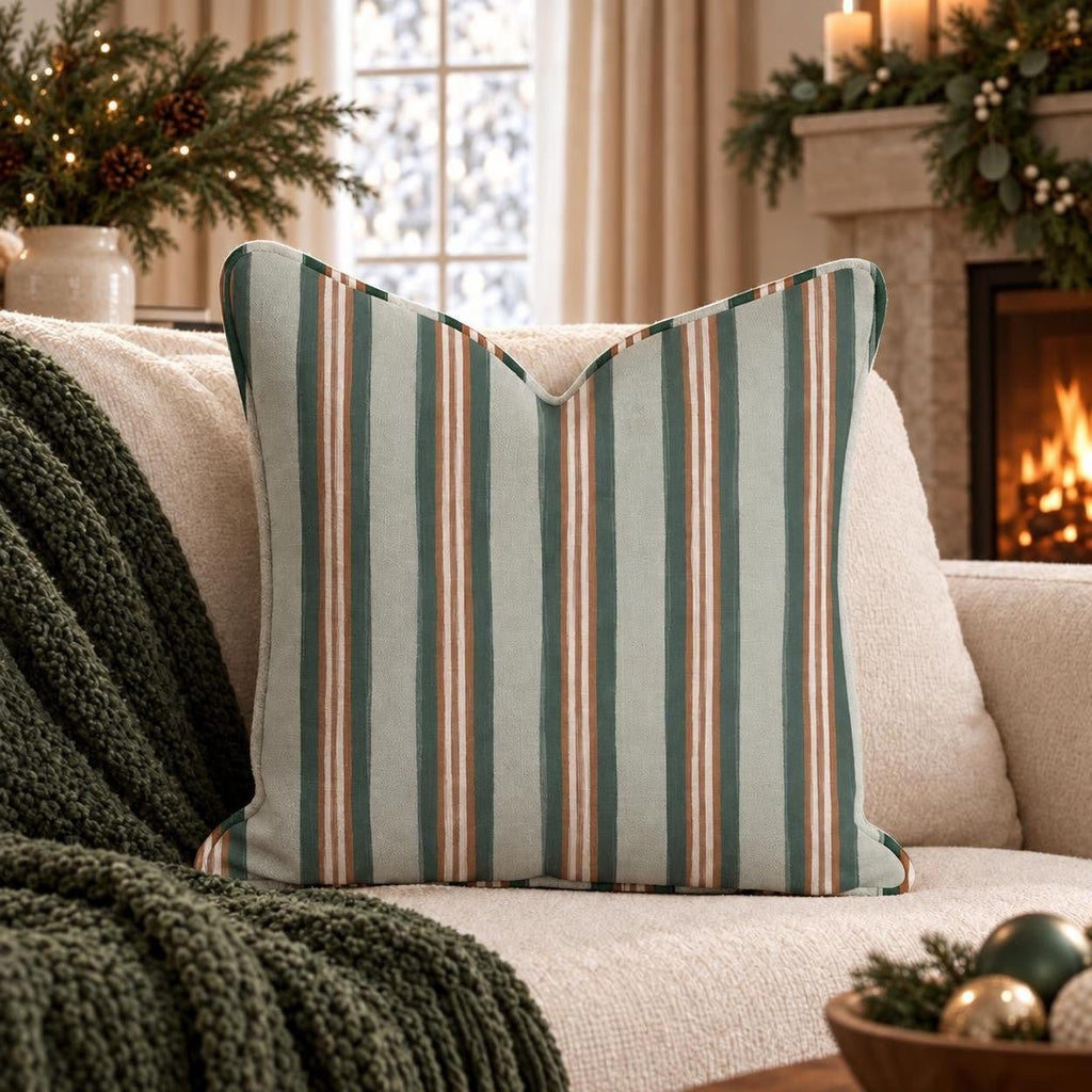 Hearthside Stripe Copper Throw Pillow throw pillow - Hillcroft Home