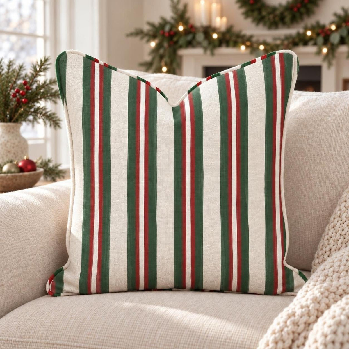 Hearthside Stripe Fir Throw Pillow throw pillow - Hillcroft Home
