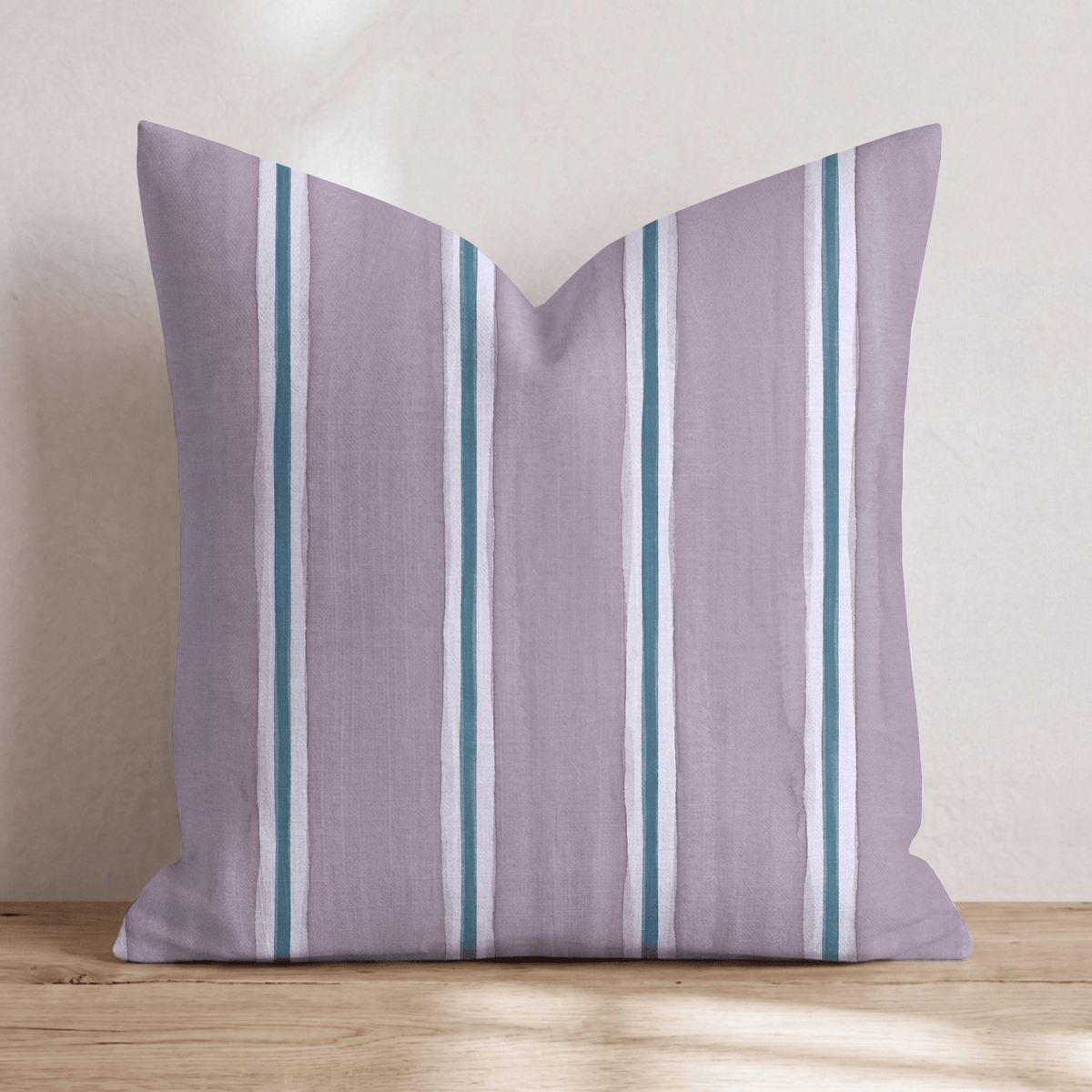 Heather & Teal Ticking Throw Pillow throw pillow - Hillcroft Home