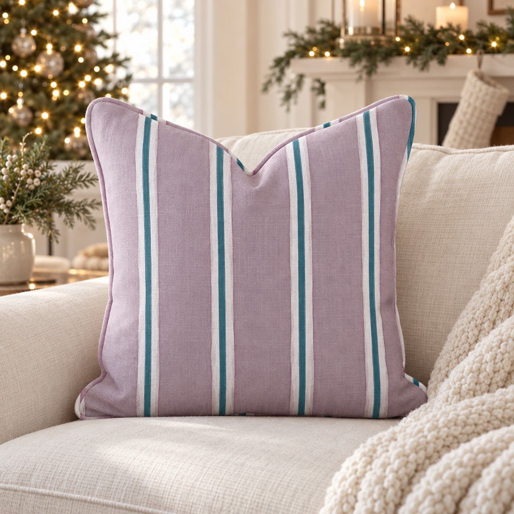 Heather & Teal Ticking Throw Pillow throw pillow - Hillcroft Home