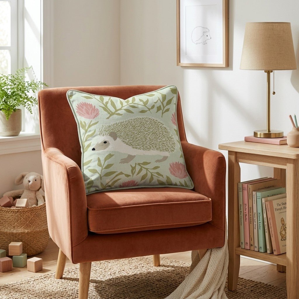 Hedgehog Garden Throw Pillow - Hillcroft Home