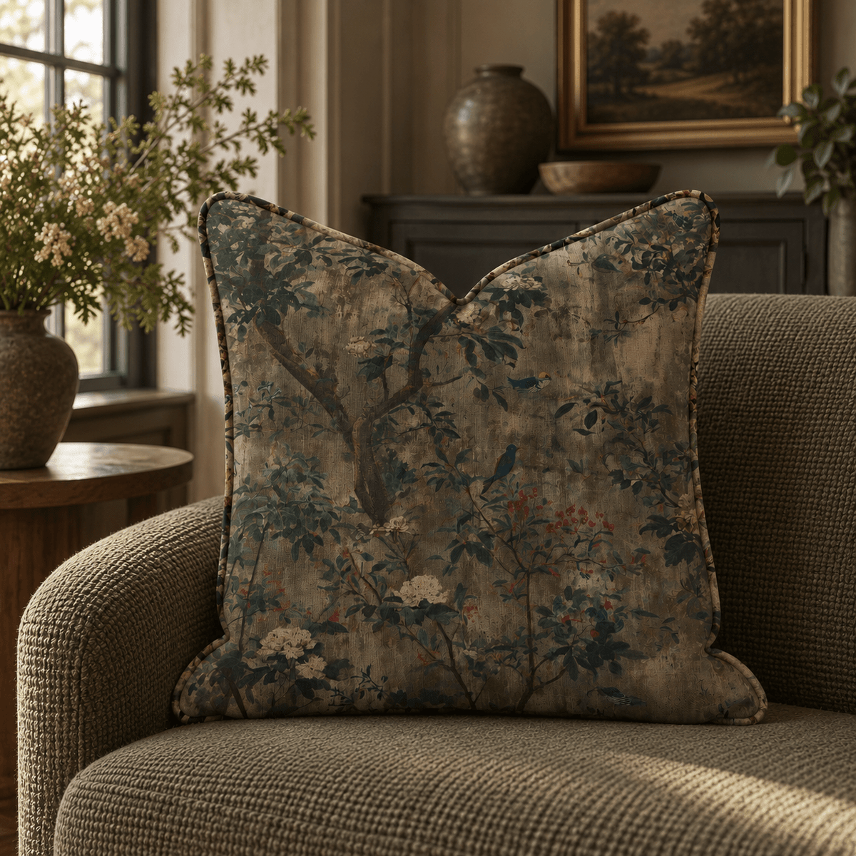 Hedgerow Fog Throw Pillow throw pillow - Hillcroft Home