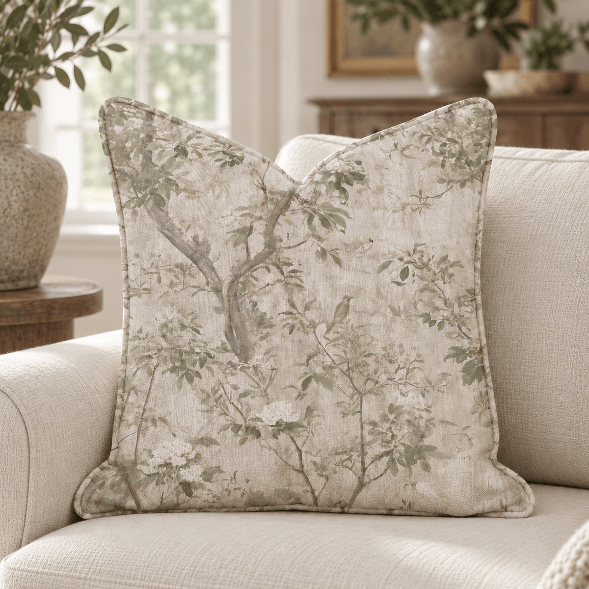 Hedgerow Parchment Throw Pillow throw pillow - Hillcroft Home
